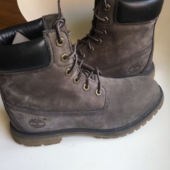 Timberland WOMEN'S 6" PREMIUM LEATHER BOOTS WATERPROOF Lace Up Grey Sz 9 - Picture 10 of 10